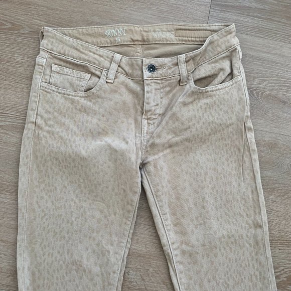 Vans Skinny Pant Animal Print Tan Khaki Women's Size 5 Stretch Cotton/Elastane - Picture 2 of 9